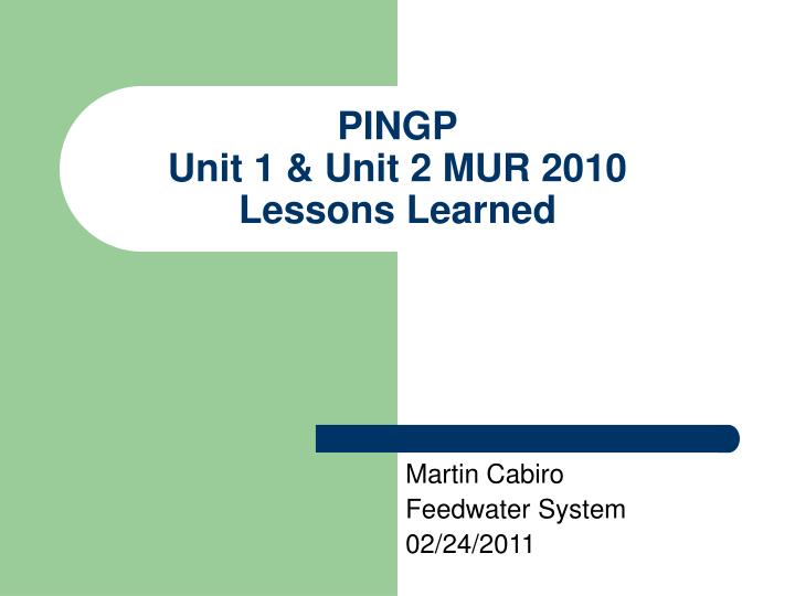 pingp unit 1 unit 2 mur 2010 lessons learned