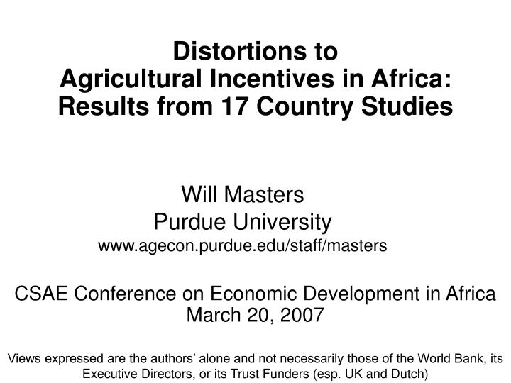 distortions to agricultural incentives in africa results from 17 country studies