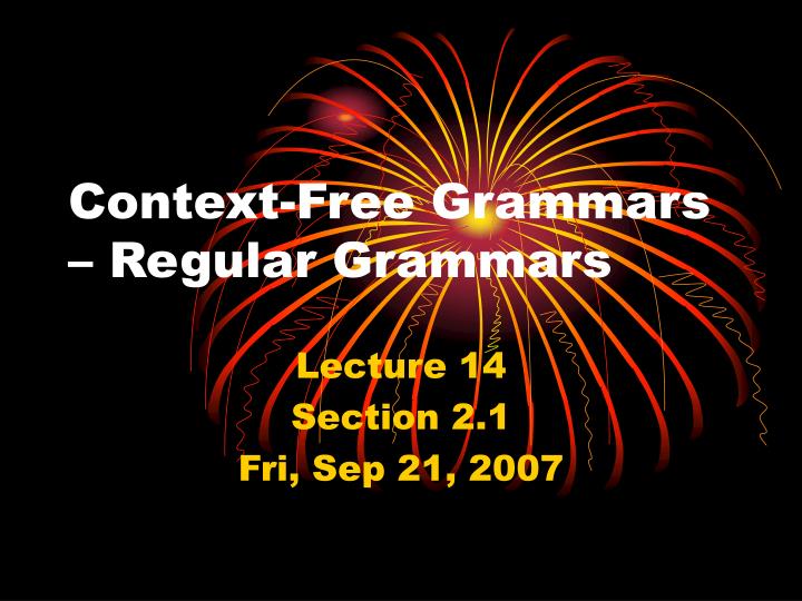 context free grammars regular grammars