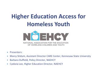 Higher Education Access for Homeless Youth