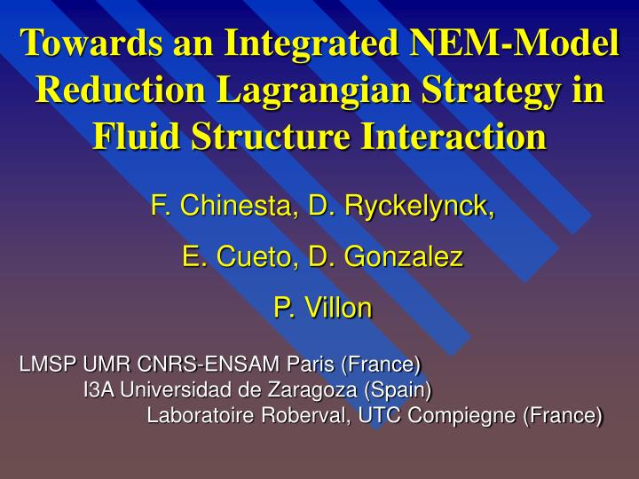 towards an integrated nem model reduction lagrangian strategy in fluid structure interaction