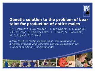 Genetic solution to the problem of boar taint for production of entire males