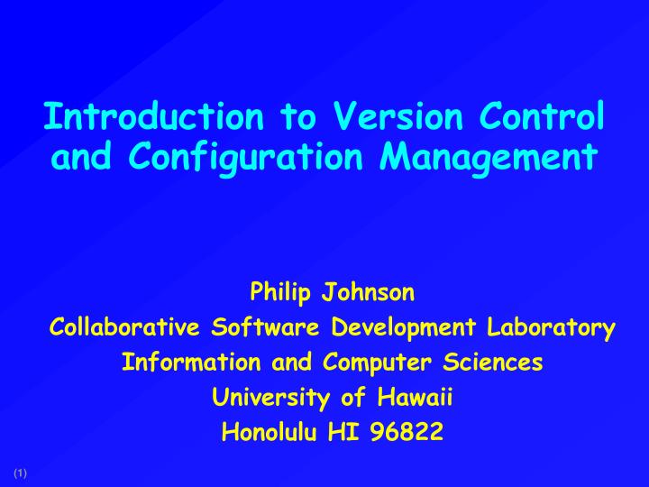 introduction to version control and configuration management
