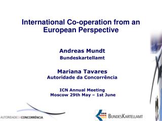 International Co-operation from an European Perspective