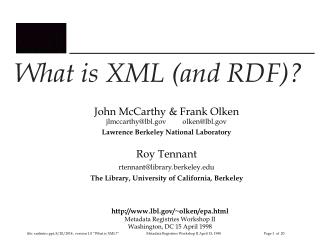 What is XML (and RDF)?