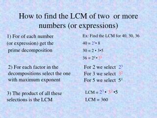 How to find the LCM of two or more numbers (or expressions)
