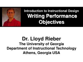 Introduction to Instructional Design Writing Performance Objectives