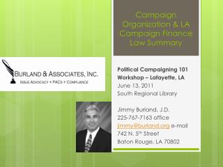 Campaign Organization &amp; LA Campaign Finance Law Summary