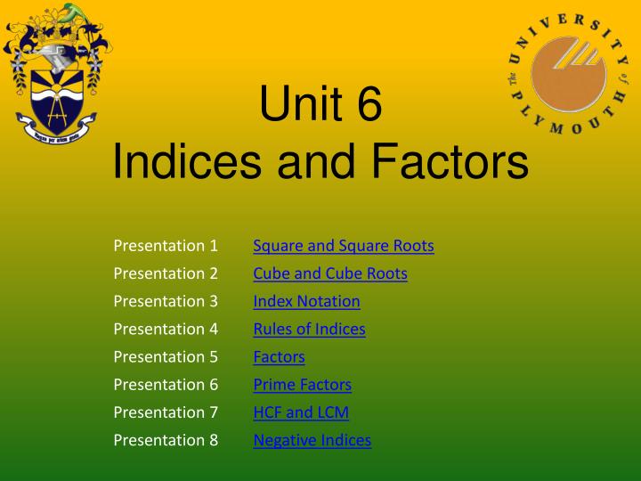 unit 6 indices and factors