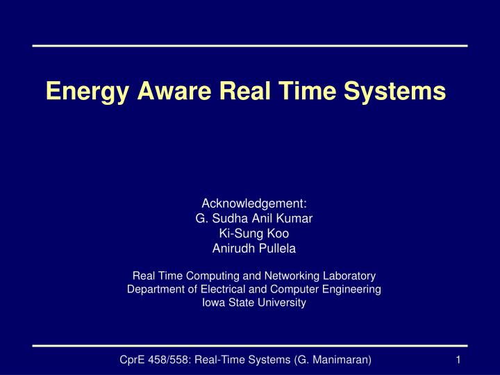 energy aware real time systems