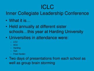 ICLC Inner Collegiate Leadership Conference