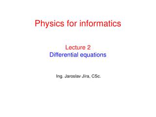 Lecture 2 Differential equations