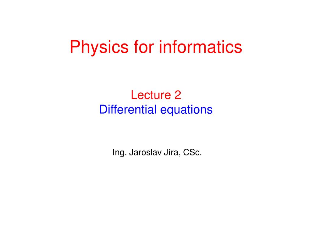 PPT - Lecture 2 Differential equations PowerPoint Presentation, free ...