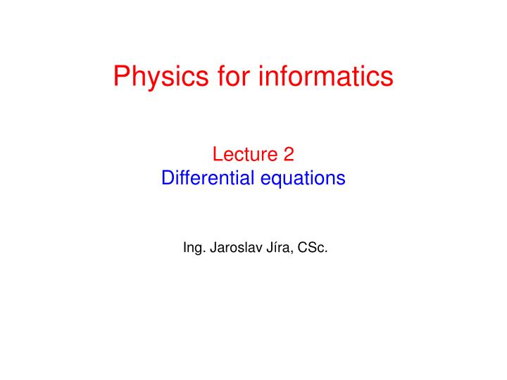 lecture 2 differential equations