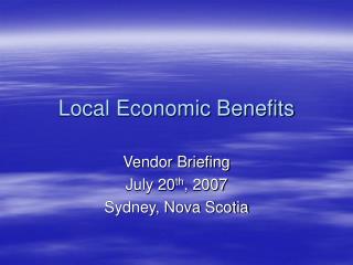 Local Economic Benefits