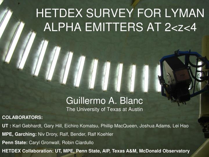 hetdex survey for lyman alpha emitters at 2 z 4