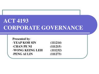 ACT 4193 CORPORATE GOVERNANCE