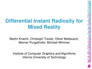 Differential Instant Radiosity for Mixed Reality