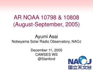 AR NOAA 10798 &amp; 10808 (August-September, 2005)
