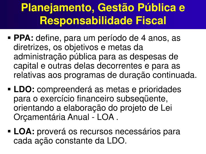 planejamento gest o p blica e responsabilidade fiscal