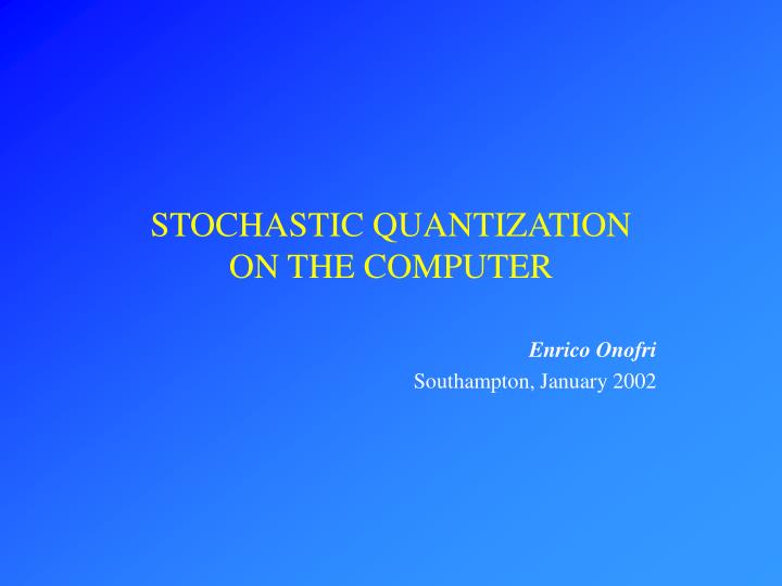 stochastic quantization on the computer
