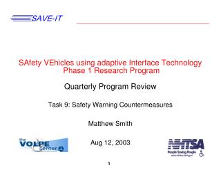 Task 9: Safety Warning Countermeasures Matthew Smith Aug 12, 2003