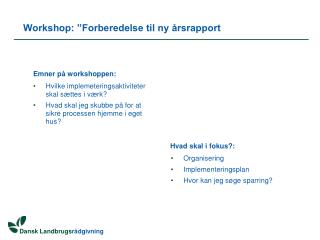 workshop forberedelse til ny rsrapport