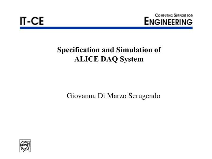 specification and simulation of alice daq system