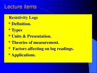 Lecture items