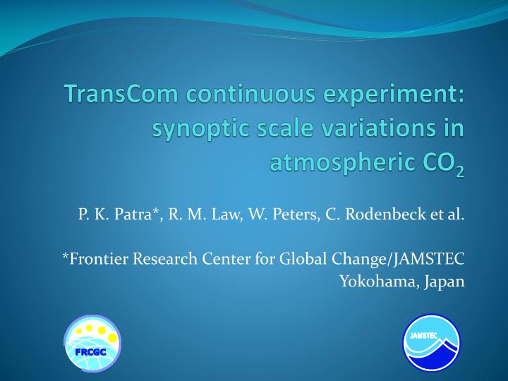 transcom continuous experiment synoptic scale variations in atmospheric co 2