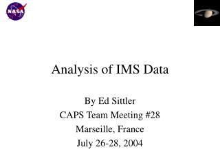 Analysis of IMS Data