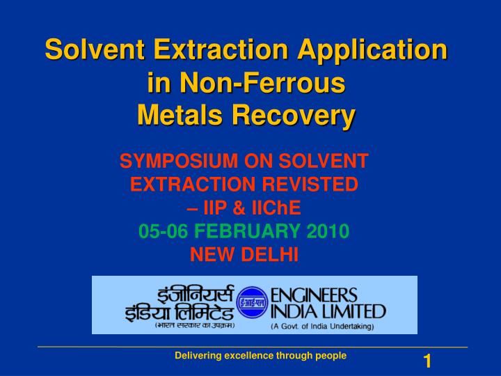 solvent extraction application in non ferrous metals recovery