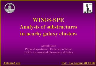 WINGS-SPE Analysis of substructures in nearby galaxy clusters