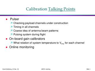 Calibration Talking Points