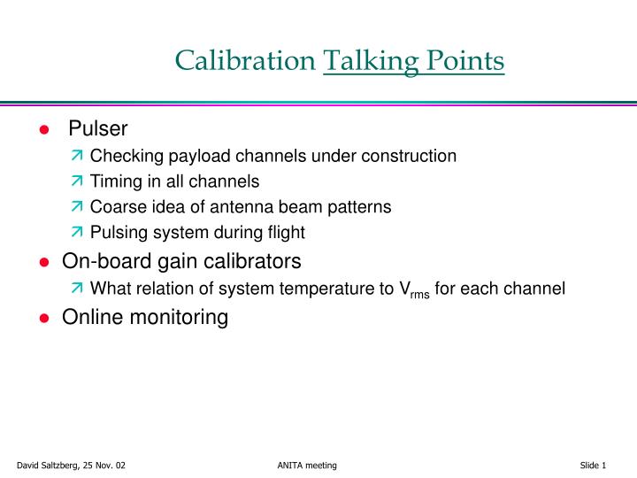 calibration talking points