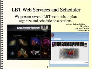 LBT Web Services and Scheduler