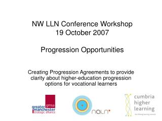 NW LLN Conference Workshop 19 October 2007 Progression Opportunities