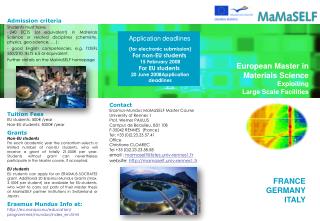 European Master in Materials Science Exploiting Large Scale Facilities