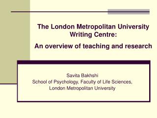 The London Metropolitan University Writing Centre: An overview of teaching and research
