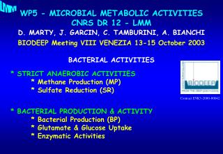 WP5 - MICROBIAL METABOLIC ACTIVITIES CNRS DR 12 - LMM