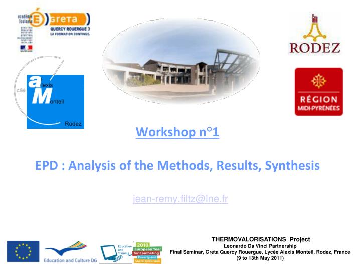 workshop n 1 epd analysis of the methods results synthesis