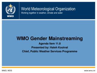 World Meteorological Organization Working together in weather, climate and water