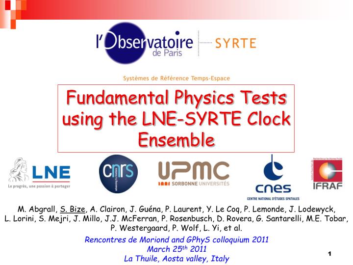fundamental physics tests using the lne syrte clock ensemble