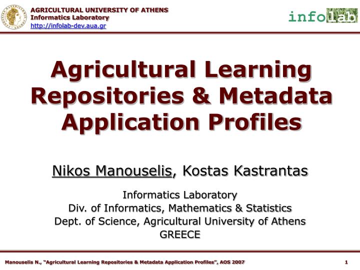 agricultural learning repositories metadata application profiles