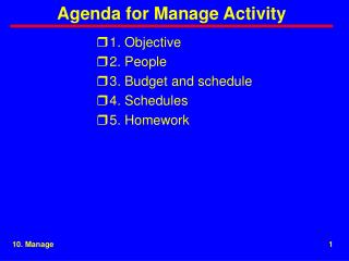 Agenda for Manage Activity