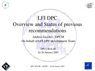 LFI DPC Overview and Status of previous recommendations
