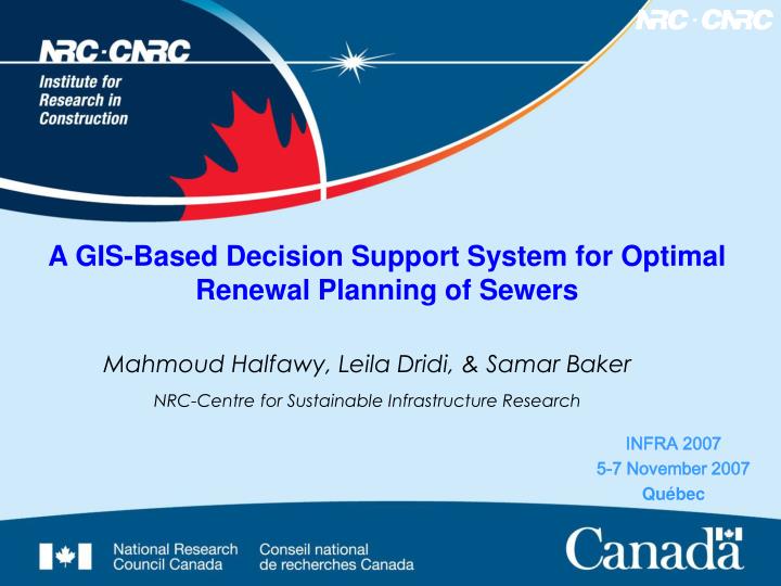 a gis based decision support system for optimal renewal planning of sewers