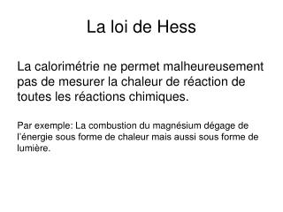 la loi de hess