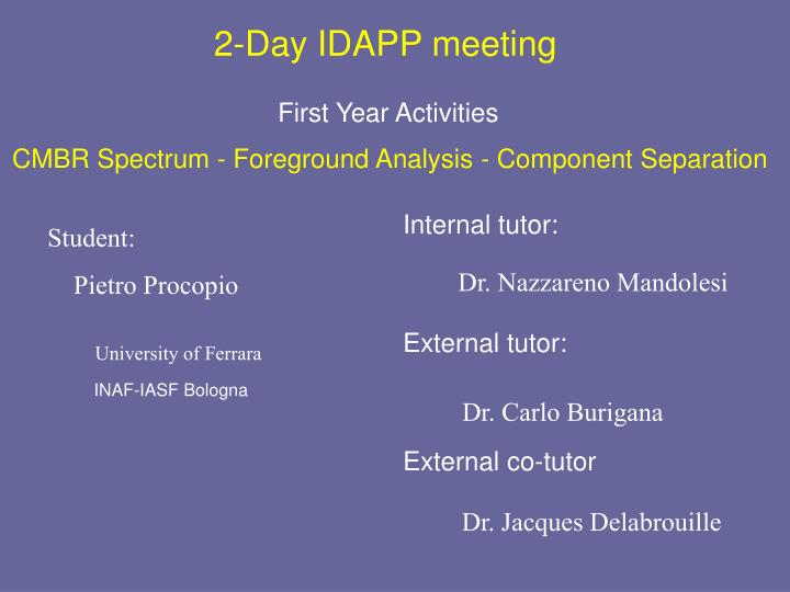 2 day idapp meeting