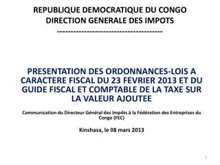 republique democratique du congo direction generale des impots